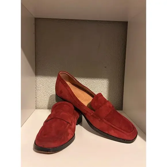 Vionic Red Suede Penny Loafers - Picture 3 of 9